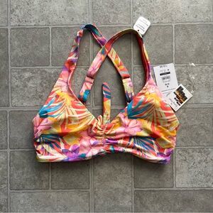 Pink Floral Beach Bikini Top Small